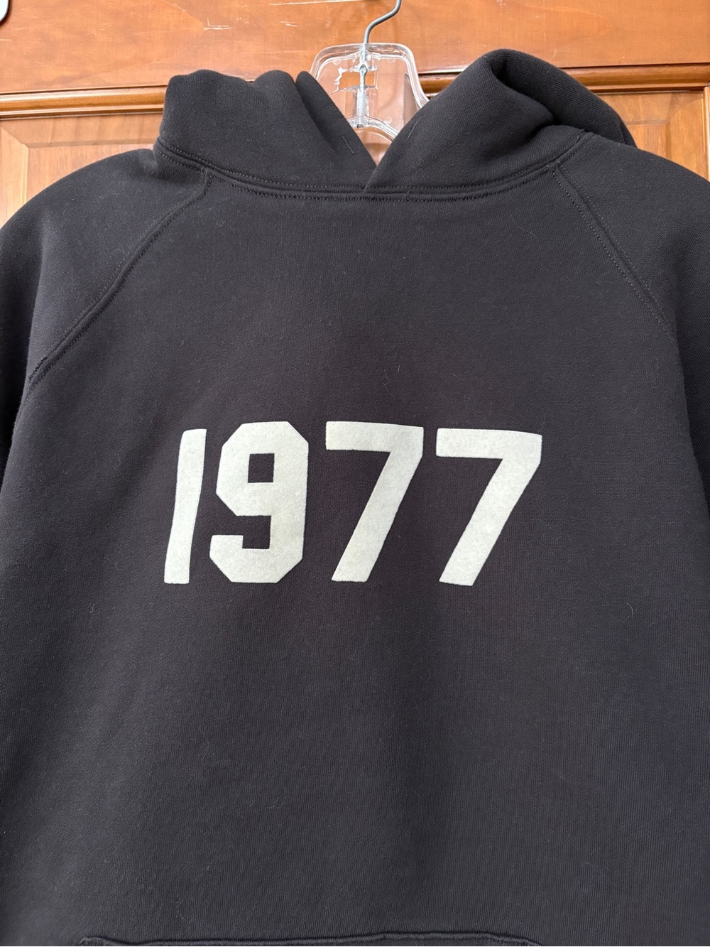 Essentials Black Hoodie with '1977' White Graphic - Picture 3 of 9